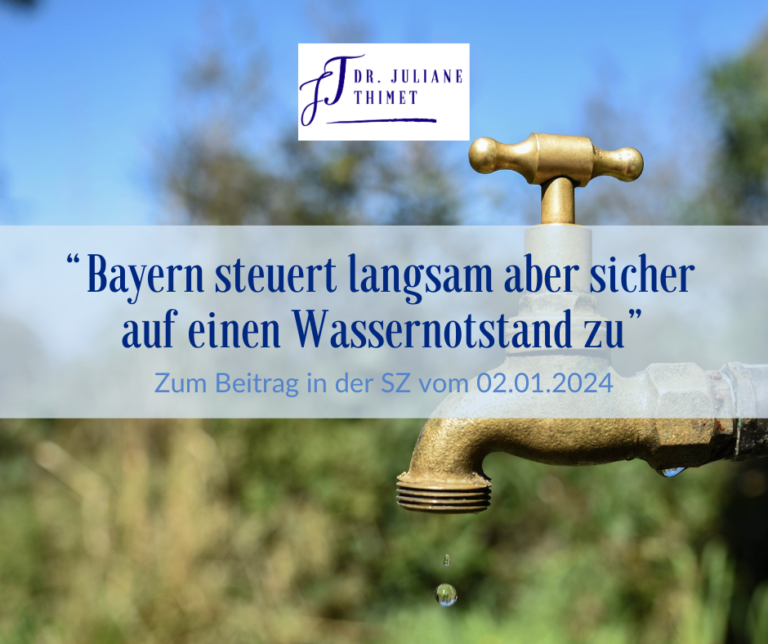 Read more about the article Bayern steuert langsam aber sicher auf einen Wassernotstand zu (Zum Beitrag in der SZ vom 02. Januar 2024)